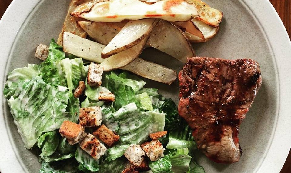Steak & Frites with Ceasar Salad (health-i-fied)